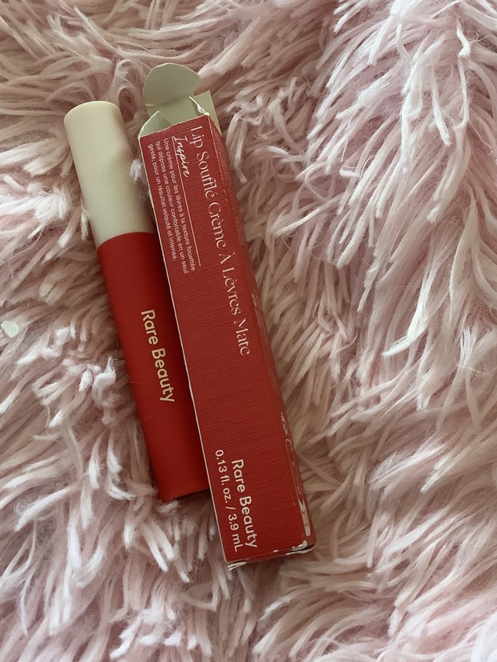 New Rare Beauty Soft Matte Lip Cream Inspire Bright Red
